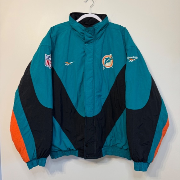 Vintage 1990s NFL Football Reebok Miami Dolphins Padded Jacket | Size XXL - Picture 5 of 11
